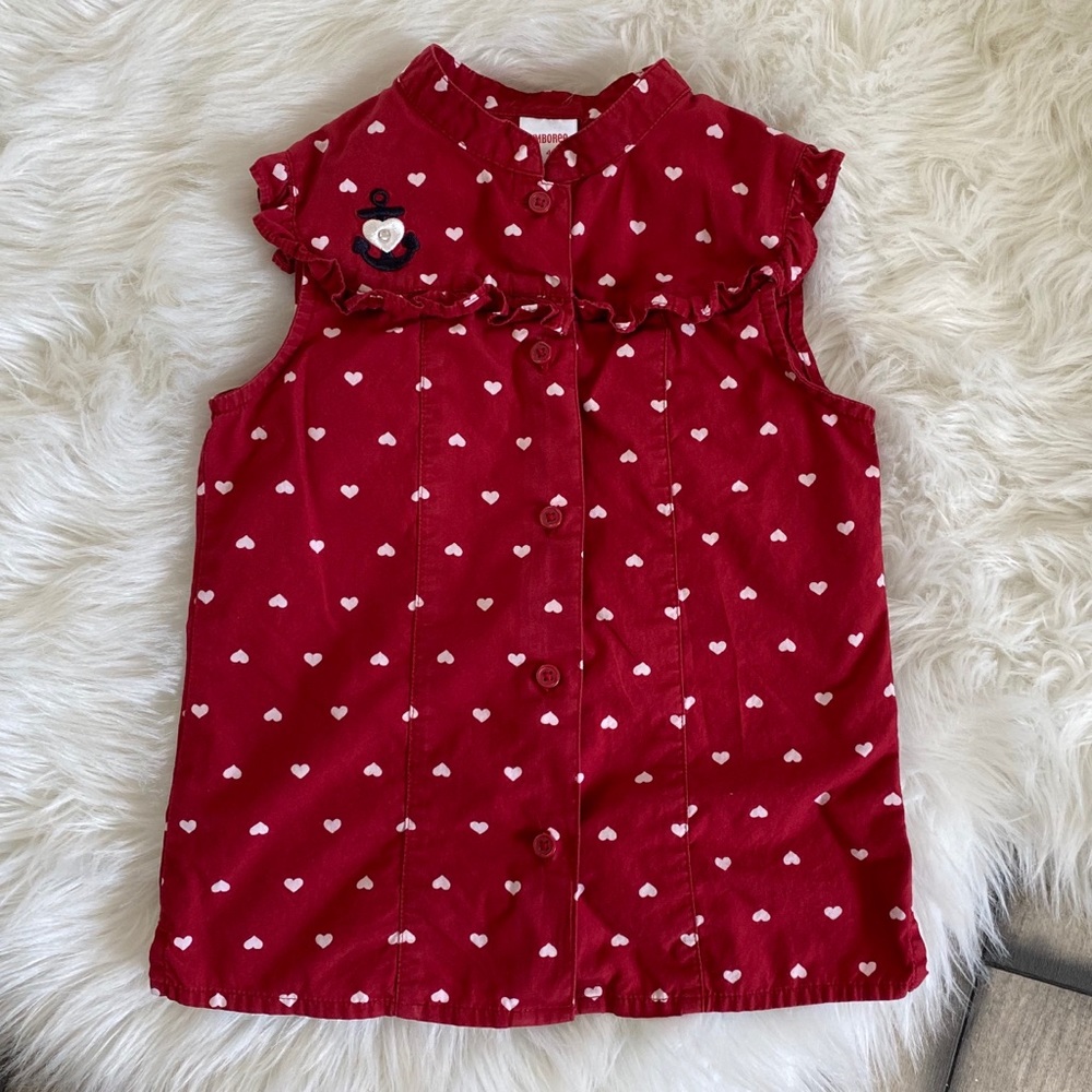 Gymboree Toddler Button Down Tank Red Hearts
